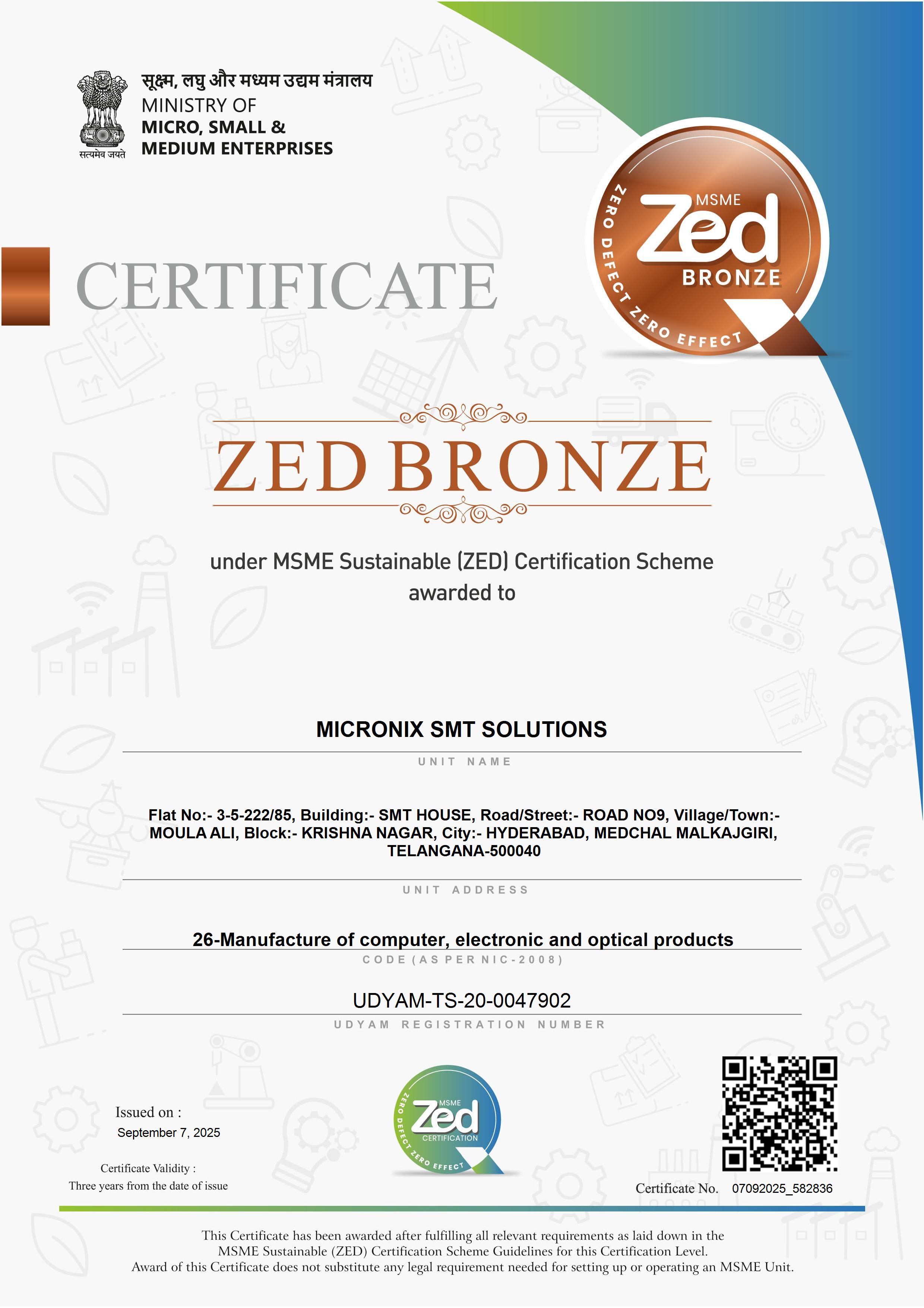 Bronze Certificate